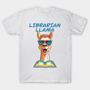 Librarian Llama, Summer Llama, Llama Reading Book T-Shirt